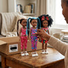 13-Inch Lifelike Black Girl Fashion Doll trio in colorful outfits, showcasing diversity and style for imaginative play.
