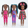 13-Inch Lifelike Black Girl Fashion Doll trio in colorful outfits with stylish hairstyles.