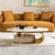 Marble Finish Top Coffee Table with elegant design in a stylish living room setting, featuring a modern sofa and decorative elements.
