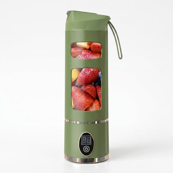 Mini USB Rechargeable Portable Blender with fruits inside, perfect for making smoothies on the go.