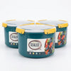 2300ml Leakproof Airtight Plastic Food Container in teal with yellow locking latches and fresh fruits print.