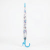 Reinforced Transparent Windproof Long Handle Umbrella with rainbow design and a blue handle.