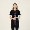 Model holding a Colorful Patterned Long Handle Umbrella against a neutral background.