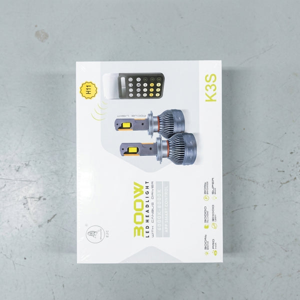 Packaging of 400W LED Headlight Bulbs with remote control for adjustable brightness