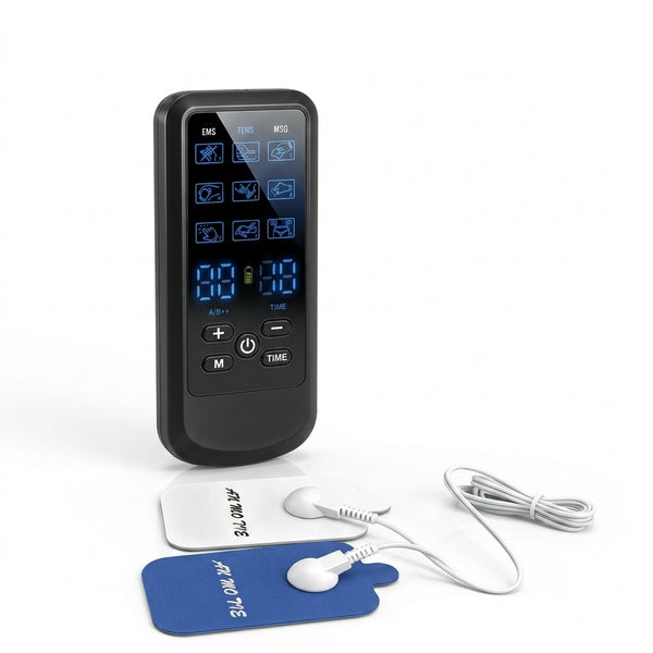Multifunctional Digital Tens Therapy Massage Machine with display and electrode pads for muscle relief.