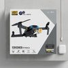 998 PRO 4K Dual Camera Foldable Drone package on gray surface with features highlighted.