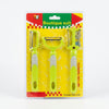 3-Piece Stainless Steel Vegetable Peeler Set displayed in packaging for easy kitchen prep.