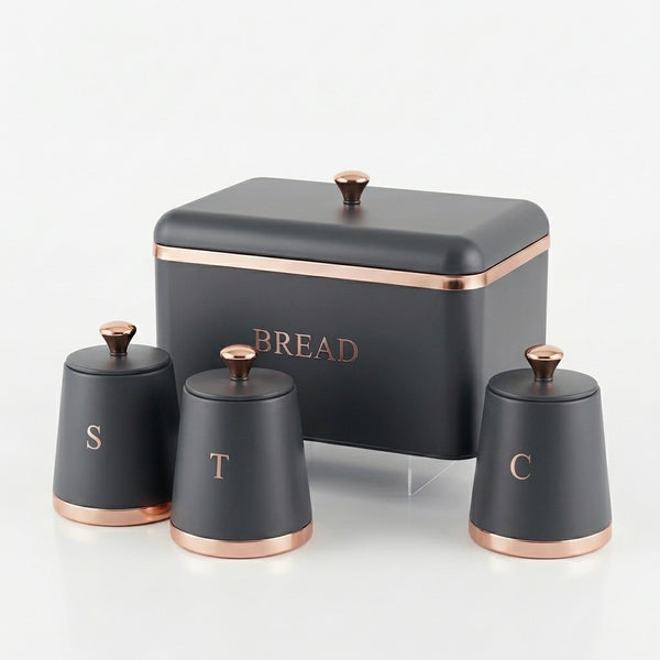 Metal Farmhouse Bread Bin with Kitchen Canisters