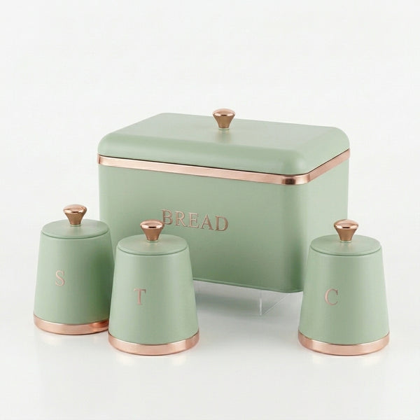 Metal Farmhouse Bread Bin with Kitchen Canisters