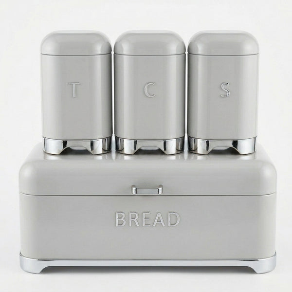 Modern Iron Bread Box with Kitchen Canisters
