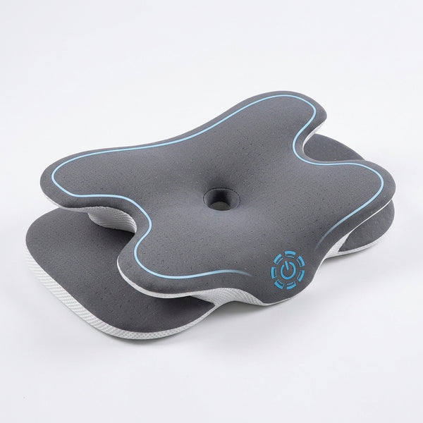 Adjustable Ergonomic Contour Memory Foam Sleeping Pillow in gray with unique contour design for optimal neck support.