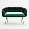 Modern Bubble Bench Upholstered Indoor Seating with bubble-inspired design and gold legs.