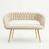 Modern Bubble Bench Upholstered Indoor Seating with sculptural design and gold legs.