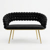 Modern Bubble Bench Upholstered Indoor Seating with bubble-inspired design and gold legs.