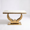 White MDF Table Top Modern Luxury Gold Legs Dining Table showcasing modern design with elegant gold base.