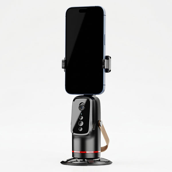 360 Degree Intelligent Face Tracking Camera with smartphone holder for hands-free video recording.