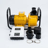 4HP 4-Inch River Solar Water Pump components including motor, controller, hoses, and fittings.
