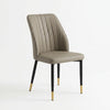 Taupe PU Leather Dining Chair with Gold-Tipped Legs featuring a stylish ribbed design.
