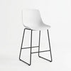Commercial Bar Stool with PP Seat showcasing a white plastic seat and black metal legs, ideal for bars and cafes.