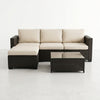 4 Piece Modular PE Rattan Outdoor Sectional Sofa with Coffee Table featuring soft cushions and a sleek design.