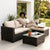 4 Piece Modular PE Rattan Outdoor Sectional Sofa with Coffee Table in a stylish outdoor setting.