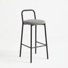 Houndstooth Bar Stool with Black Metal Frame and Footrest, stylish bar stool featuring a monochrome design.