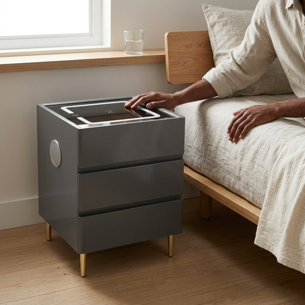 Smart Modern Simple Eco-Friendly Bedside Table with sleek design and built-in charging features.