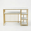 Modern Customized Nail Bar Station with marble top and golden metal frame for nail salon setup.