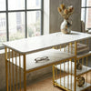 Modern Customized Nail Bar Station with a sleek marble top and elegant gold frame, designed for salon efficiency and style.