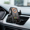 Universal ABS 15W Wireless Fast Car Charger Mount installed in a car, illustrating its wireless charging and secure phone holder features.