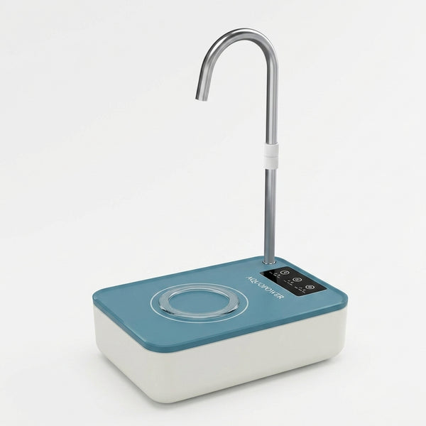 USB Desktop Water Bottle Pump Dispenser in blue and white, designed for easy water dispensing at your desk.
