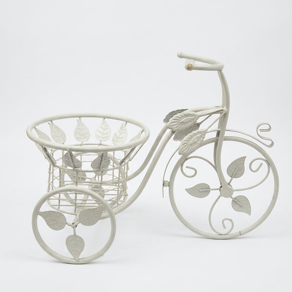 Metal Tricycle Planter Stand with Basket for Patio and Garden
