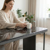 Marble-Effect Coffee Table with Metal Frame
