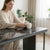 Marble-Effect Coffee Table with Metal Frame
