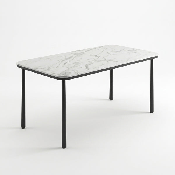 Marble-Effect Coffee Table with Round Metal Legs