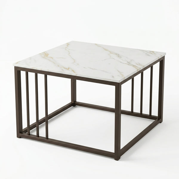 Chic Square Marble-Effect Coffee Table for Cozy Living Rooms