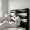 Black Upholstered Panel Headboard for Bedroom