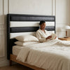 Black Upholstered Panel Headboard for Bedroom