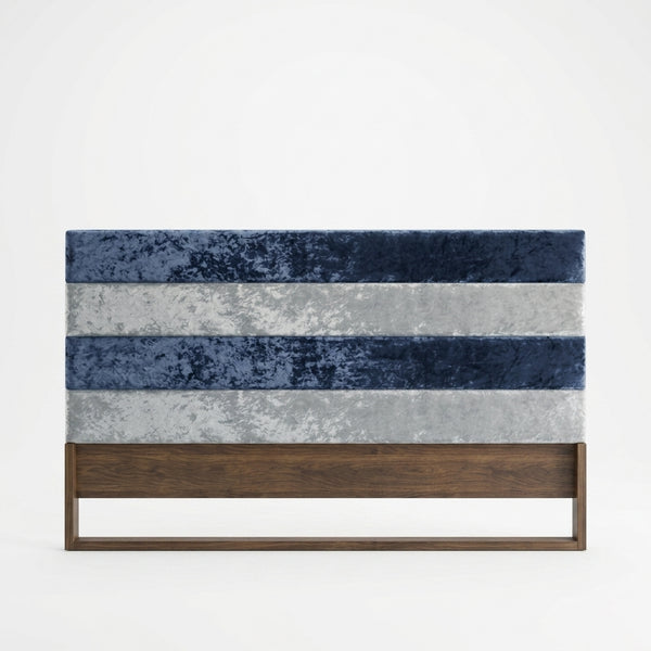 Modern Striped Upholstered Headboard with Wooden Frame