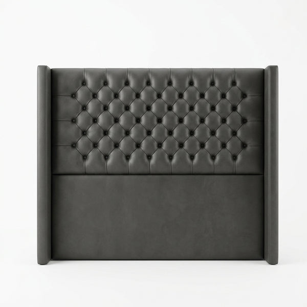 Button-Tufted Wingback Charcoal Headboard