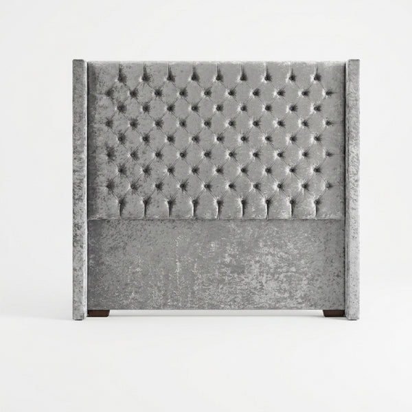 Button-Tufted Wingback Headboard Crushed Velvet