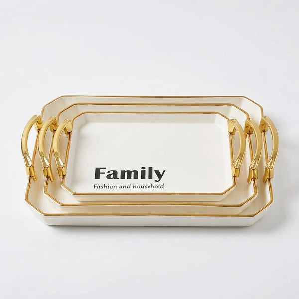 Cream White Rectangular Luxury Serving Tray