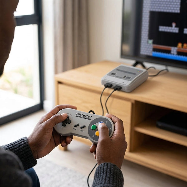 Retro Mini Gaming Console with Wireless Controllers and Built-In Games