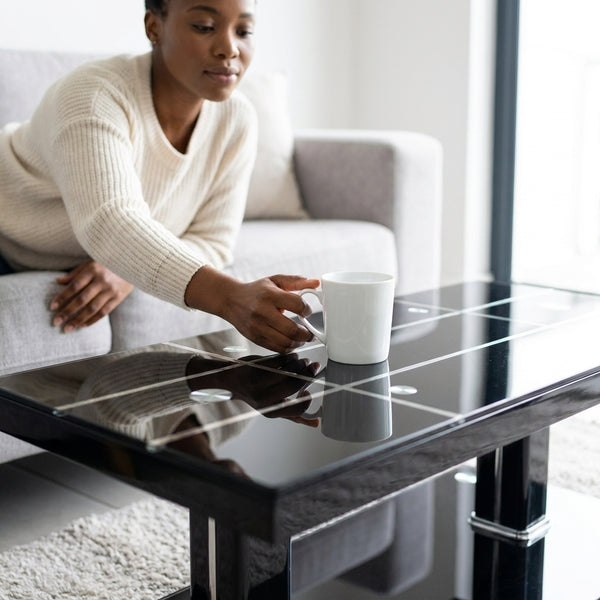 Black Glass TV Stand with Modern Design