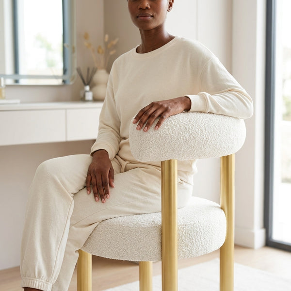 Sherpa Fabric Side Chair with Barrel Backrest