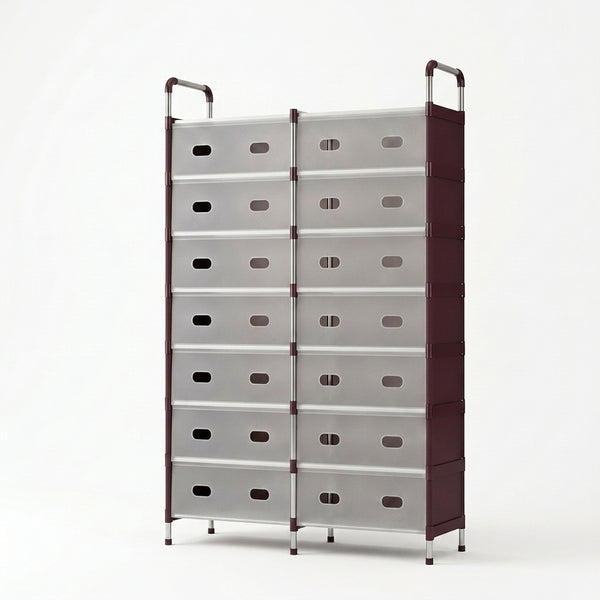 7 Layer Floor Standing Shoe Rack with Open Top Shelf