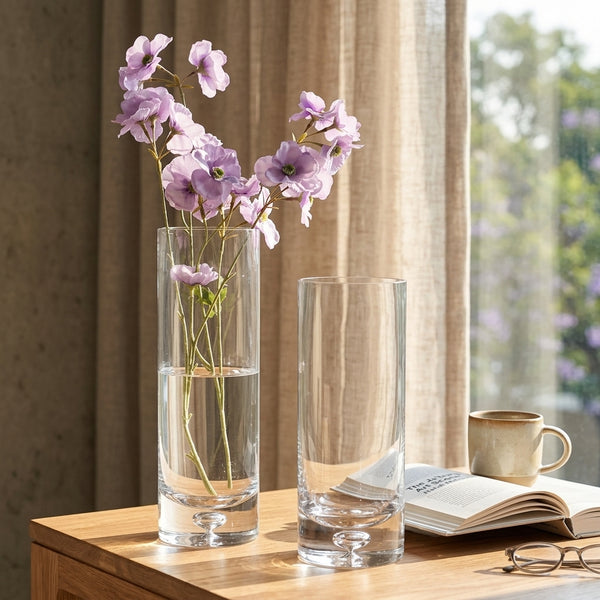 Tall Slim Glass Cylinder Vase for Table Decor