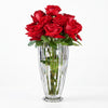 Ribbed Crystal Glass Flower Vase with Scalloped Rim