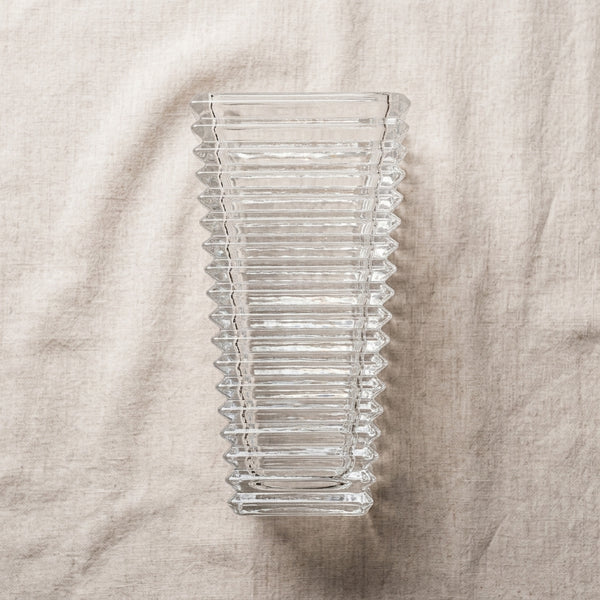 Textured Glass Vase with Beaded Geometric Pattern