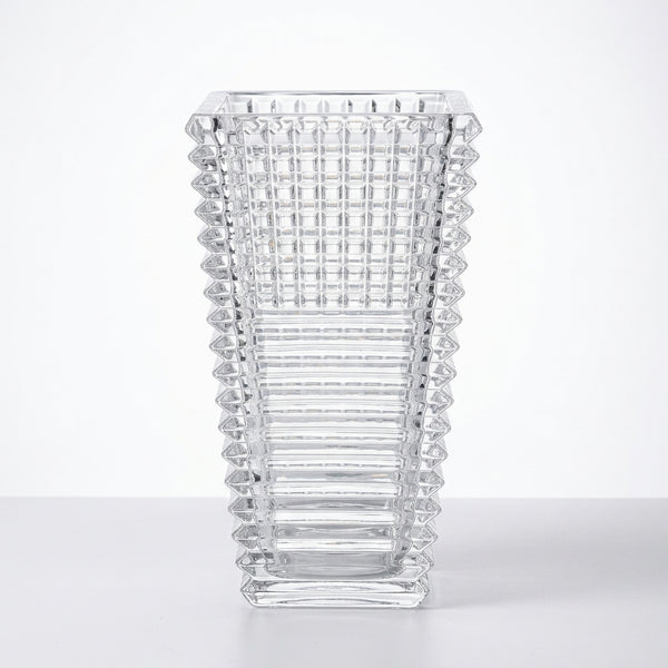 Textured Glass Vase with Beaded Geometric Pattern
